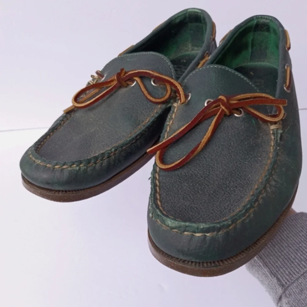Allen Edmonds Green Northland Classic Green Leather Boat Shoes